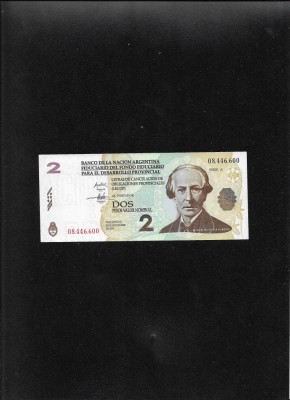 Rar! Argentina 2 pesos 2006 LECOP seria08446600 unc foto