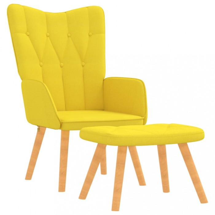 vidaXL Scaun relaxare cu taburet, galben muștar, 62x68,5x96 cm, textil