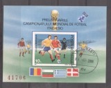 Romania 1990 World Cup Football imperf. sheet used Z.034, Stampilat