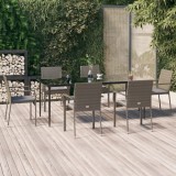 VidaXL Set mobilier de grădină cu perne, 7 piese, negru/gri, poliratan