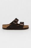 Birkenstock papuci din piele Arizona femei, culoarea maro 951311.D