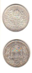 SV * Austria si Ungaria * 1 CORONA / KORONA 1915 * ARGINT .900 +/- AUNC