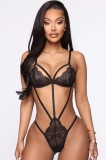 E1034-1 Body sexy din dantela cu bretele subtiri si decupaje