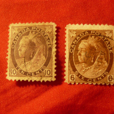 2 Timbre Canada 1898 Regina Victoria , 6c si 10c stampilate