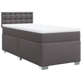 Cumpara ieftin Pat box spring cu saltea, gri, 90x190 cm, piele ecologica