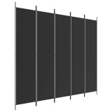 Cumpara ieftin Paravan de camera cu 5 panouri, negru, 250x220 cm, textil