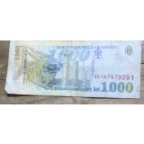BNKRO05 Bancnota veche 1000 lei 1998 Mihai Eminescu hirtie Romania una mie lei circulata bani vechi colectie numismatica