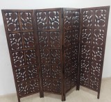 Superb paravan de dimensiuni impresionante din lemn masiv și sculptura manuala ,4 panouri sculptate model floral