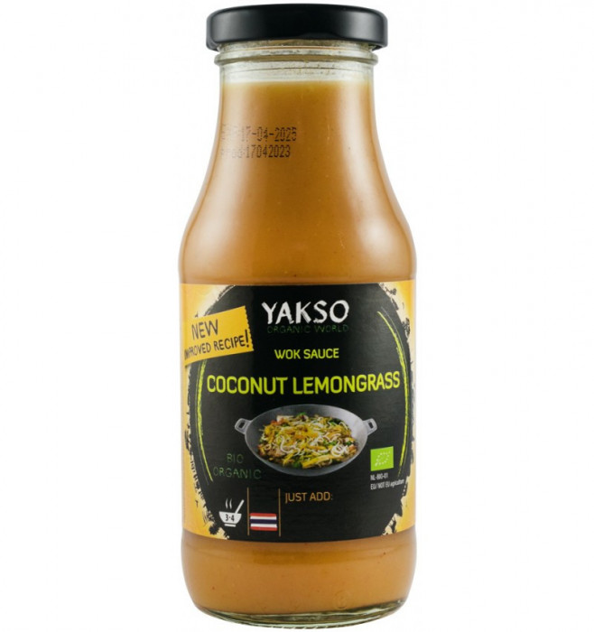 Sos bio pentru wok cocos si lemongrass, 240ml Yakso