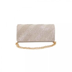 Geanta plic seara, bej, 20 x 10 cm, model dungi oblice in relief cu sclipici, Magrot 24021