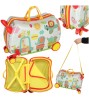 Troler Copii Voiaj cu Roti, Model Zoo Multicolor, 45x31.5x22 cm, Troler Calatorie Copii cu Design Animale
