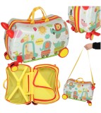 Troler Voiaj Pentru Copii Cu Roti, Model Zoo, multicolor, 45 x 31,5 x 22 cm
