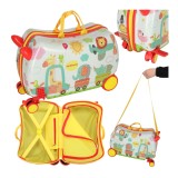 Troler Voiaj Pentru Copii Cu Roti, Model Zoo, multicolor, 45 x 31,5 x 22 cm