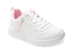 Pantofi sport SKECHERS albi, UNO LITE, din piele ecologica