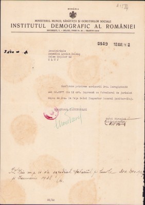 HST A1570 Semnătură olografă Sabin Manuilă 1938 Institutul Demografic foto