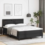 Pat vidaXL Negru cu Saltea, Piele Sintetică, 140x200 cm, Suport Ajustabil, Spumă Densă, Dormitor Modern