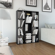 vidaXL Separator cameră/Bibliotecă, negru, 100 x 24 x 140 cm, PAL