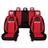 Set Huse Scaune Universale Racing, Visiniu cu Negru Personalizate cu Dacia