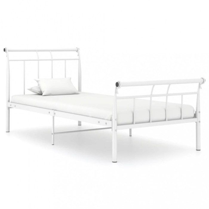 vidaXL Cadru de pat, alb, 90x200 cm, metal 325031