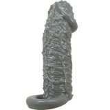 Manson PrettyLove - Realistic, cu striati, pentru extensia penisului, 13 cm, gri inchis