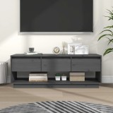 Comodă TV, gri, 110,5x34x40 cm, lemn masiv de pin