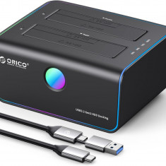 ORICO 2.5" 3.5" RGB Hard Drive Docking Station Offline Clone USB 3.2 la SATA HDD