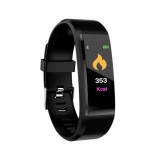 Bratara fitness inteligenta I15+ cu masurarea tensiunii arteriale si a ritmului cardiac, Neagra