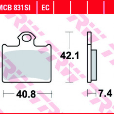 Set placute frana TRW MCB831EC - Husqvarna CR 65 - TC 85 - KTM Freeride 250 (14-17) - Freeride 350 (13-17) - KTM SX (12-18) 85cc