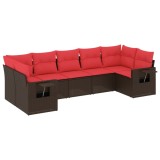Cumpara ieftin Set canapele de gradina cu 7 piese si perne, poliratan maro