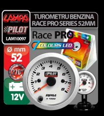 Ceas bord turometru benzina, Race Pro series 52mm, 7 culori - CBTB100 foto
