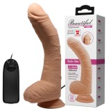 Vibrator curbat cu ventuza si telecomanda, 28x5cm, cu vibratii#