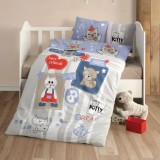 Cumpara ieftin Lenjerie Patut Bebe Kitty V1 Albastru (Bumbac 100%)