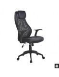 Scaun directorial mesh HM Torino, Ergonomic, Cadru Polipropilena, Piele ecologica, Inaltime reglabila, 110 kg, 124x64x52cm, Negru
