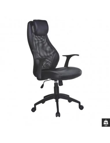 Scaun directorial mesh HM Torino, Ergonomic, Cadru Polipropilena, Piele ecologica, Inaltime reglabila, 110 kg, 124x64x52cm, Negru
