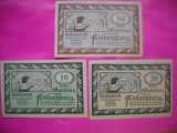 HOPCT BANCNOTA NOTGELD NR 119 KOLMITZBERG - SET 3 BUC -10 ,50 SI 50 HELLER 1920 -AUSTRIA-UNC