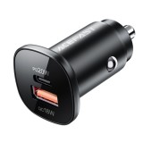 Incarcator Auto Type-C, USB, 38W, Dual-Port, Fast Charging, Lumina LED - Acefast (B1) - Black