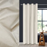 Perdea Decorativă, Model Frunze Reliefate, Culoare Ecru, 140x260 cm, Inele 4 cm, Poliester, Oem