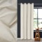 Perdea Decorativă, Model Frunze Reliefate, Culoare Ecru, 140x260 cm, Inele 4 cm, Poliester