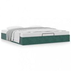 vidaXL Cadru pat otoman fără saltea Verde &amp;icirc;nchis 160x200 cm catifea foto