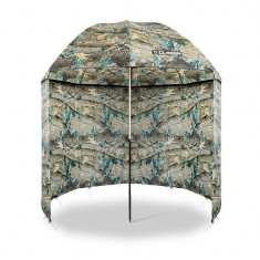 Umbrelă cu perete lateral Delphin CLASSA CAMO, 250 cm diametru, snururi + cuie fixare, husa de transport