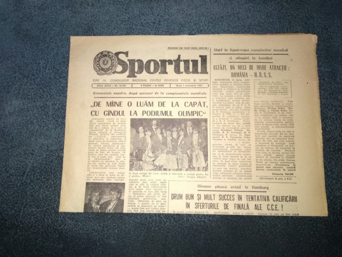 ZIARUL SPORTUL 1 NOIEMBRIE 1983