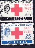 DB1 Santa Lucia 1963 Centenar Crucea Rosie 2 v. MNH, Nestampilat