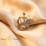 Cumpara ieftin Pandantiv Inima Ingerului , Pandantiv placat cu aur 14K cu zirconia alb si accente mov