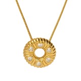 Colier placat cu aur - Pandantiv Rotund cu Inimioare