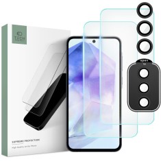 Set 2 Folii Ecran si 1 Folie Camera Tech-Protect Supreme pentru Samsung Galaxy A55 5G Transparent foto