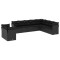 Set canapele de gradina cu perne, 10 piese, negru, poliratan
