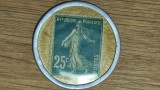 Franta -moneda notgeld timbrata ff rara- 25 centimes 1920 UNC - Cr&eacute;dit Lyonnais, Europa