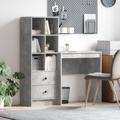 vidaXL Birou cu stocare gri beton din MDF