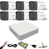 Sistem supraveghere video Hikvision 6 camere de exterior 5MP Turbo HD SafetyGuard Surveillance