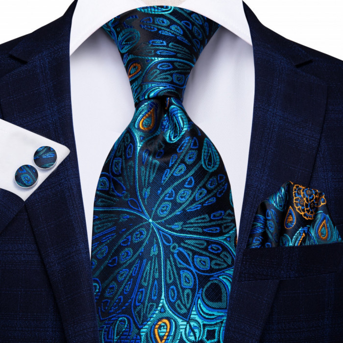 Set cravata + batista + butoni - matase, tesatura Jaquard - model 56